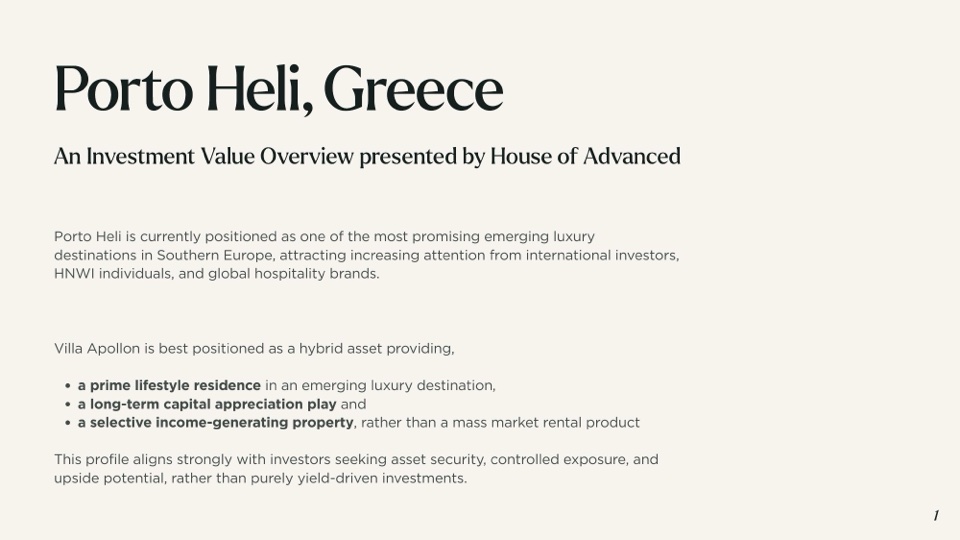 Villa Apollon financial investment brochure